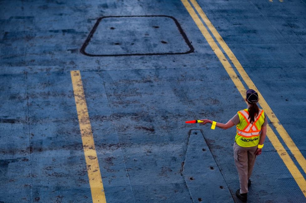 image of a female road worker.